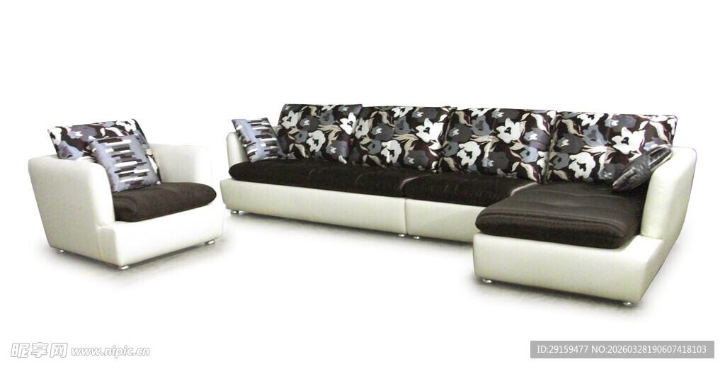 现代简约黑白花纹沙发组合