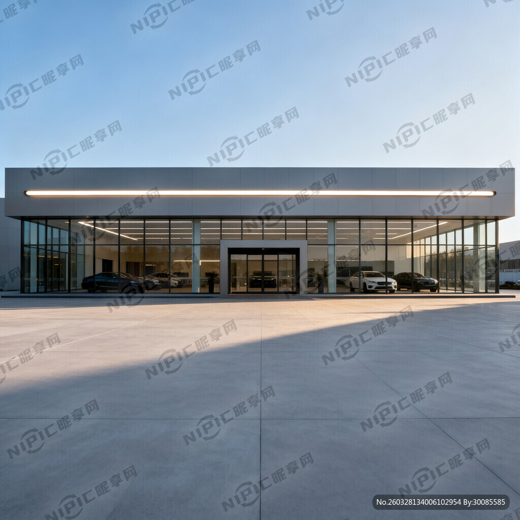 汽车4S店的外观正面图远景 