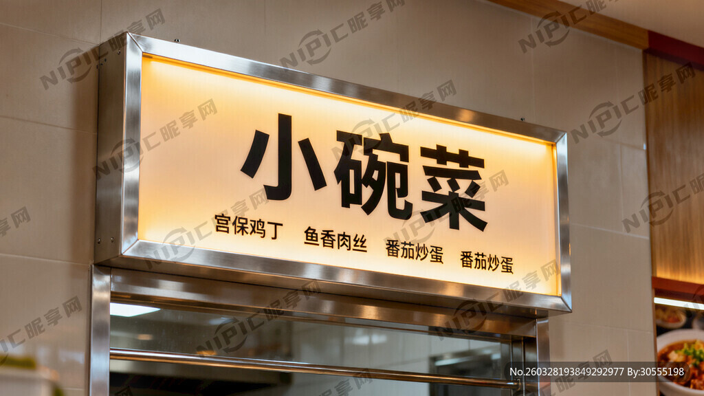 小碗菜出餐台灯箱图片