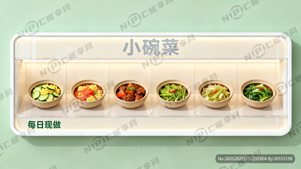 餐厅小碗菜出餐台灯箱效果图