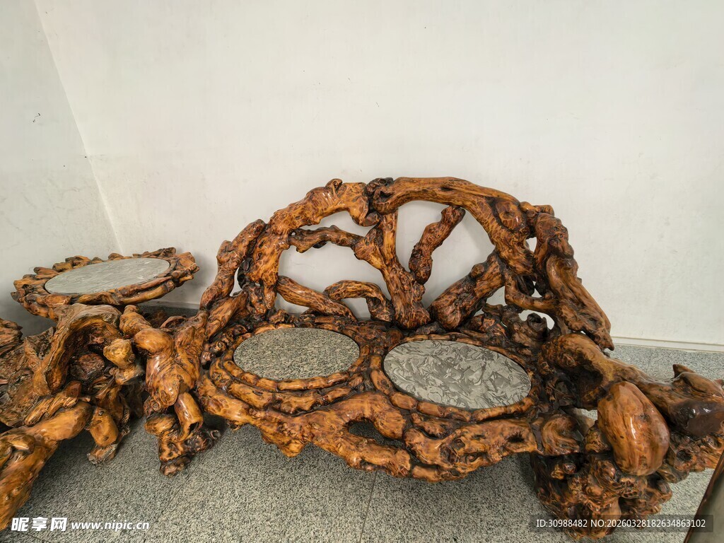 树根造型石面独特茶几