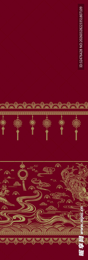 中式红金花纹古典边框
