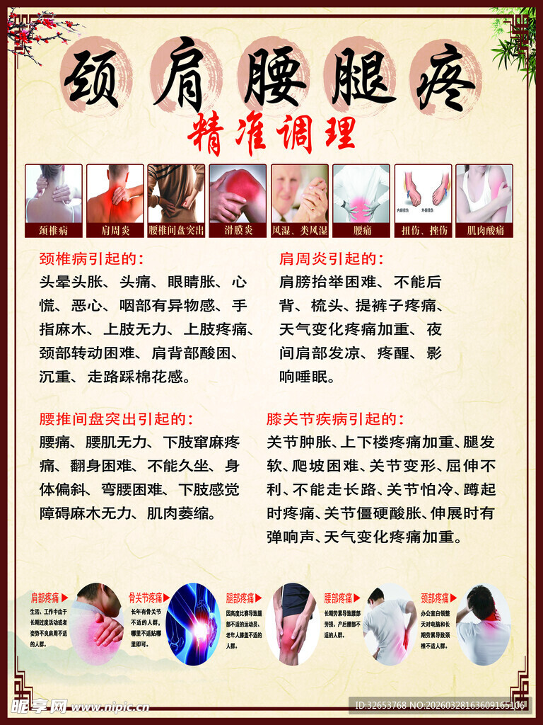 颈肩腰腿疼理疗宣传页