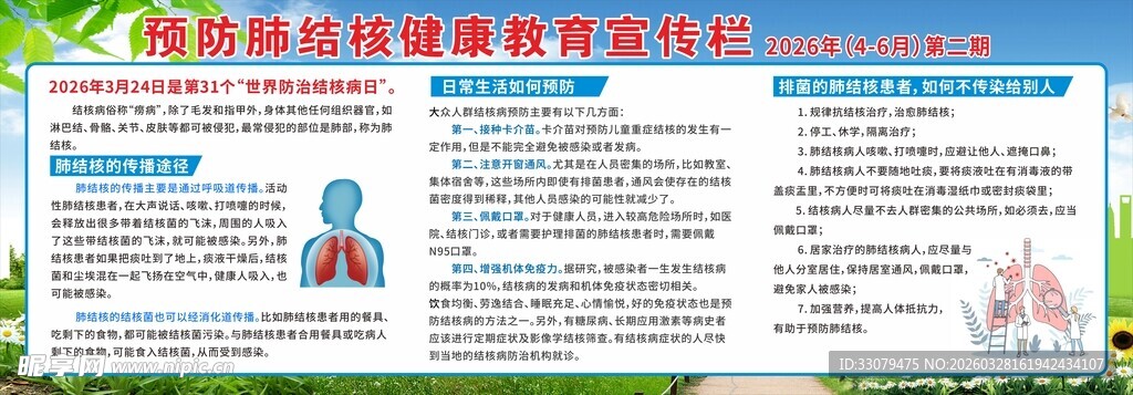 预防肺结核健康教育宣传栏