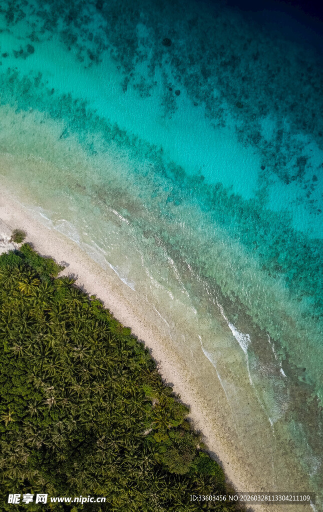 俯瞰绝美海滩与翠绿植被
