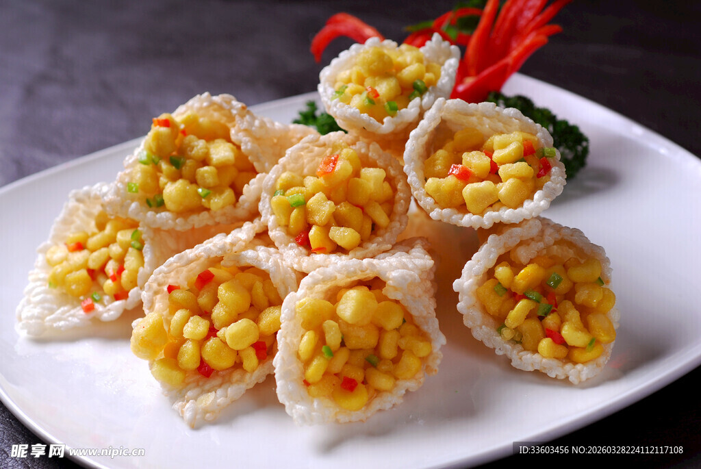 玉米卷美食摆盘展示