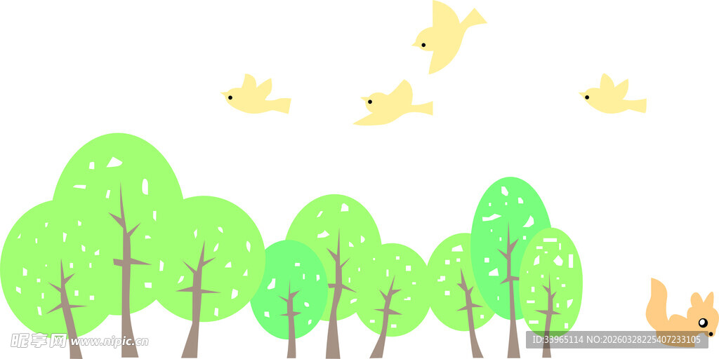 春日森林  小兔飞鸟共嬉戏