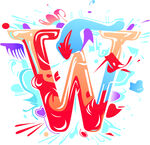 多彩艺术风格字母W图案