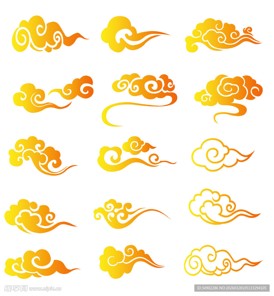 中式传统金色祥云