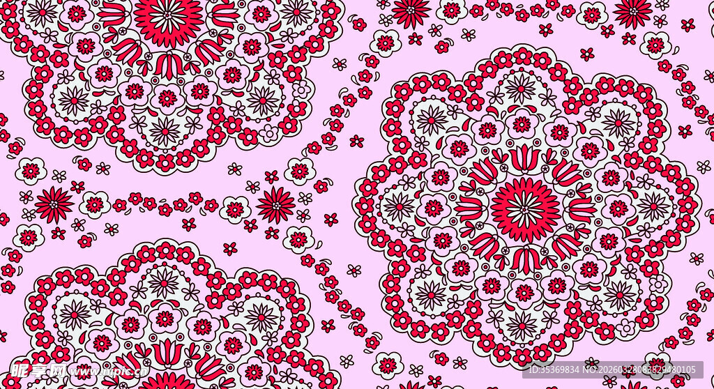 粉色曼陀罗花纹饰图案