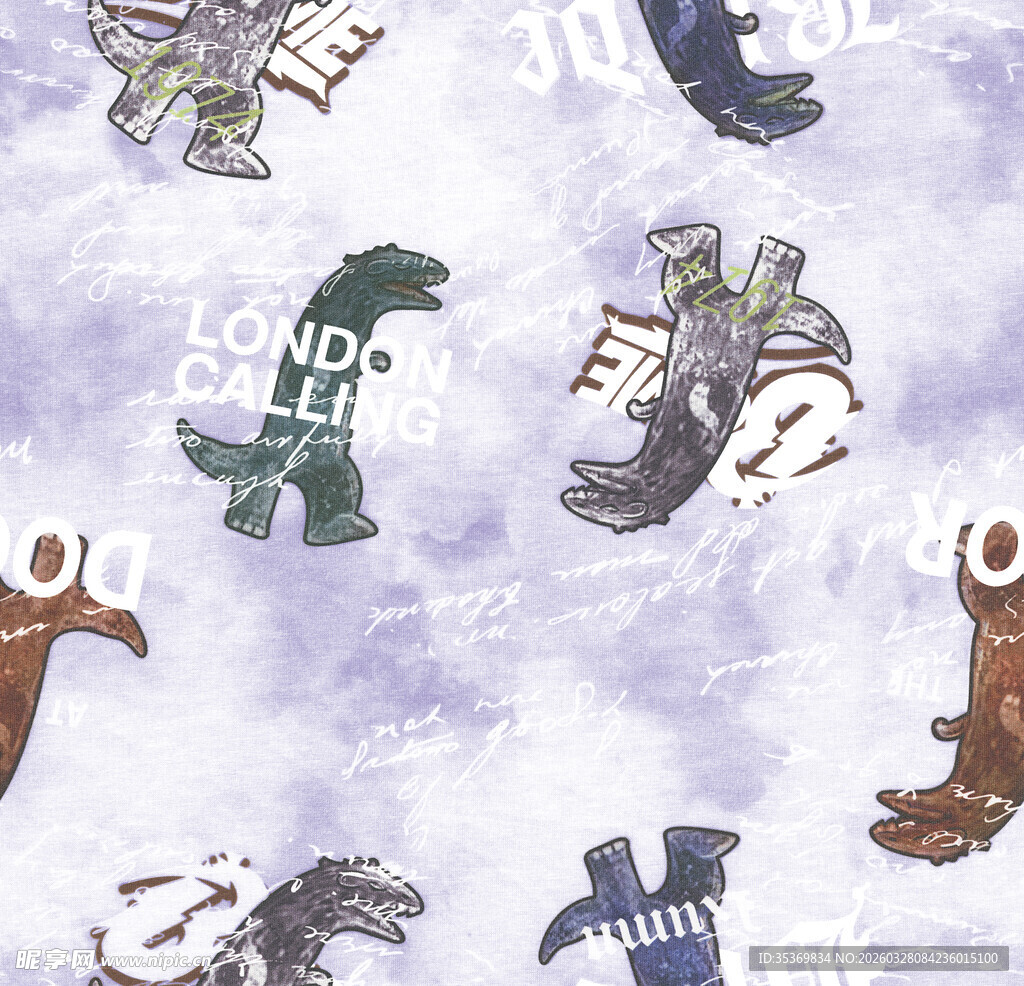 卡通动物图案的多彩布料