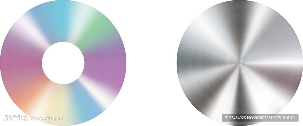 多彩与银色光盘拉丝圆形渐变矢量