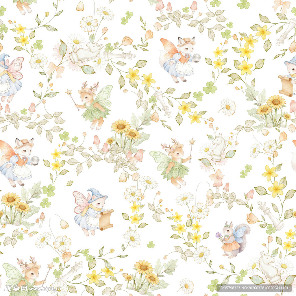 花卉兔子图案轻盈背景图内设计图