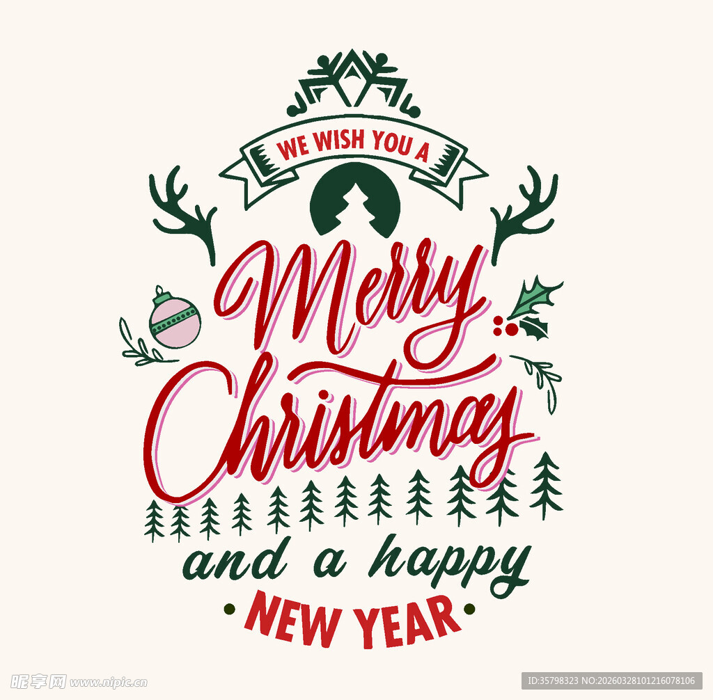 圣诞新年祝福装饰图案