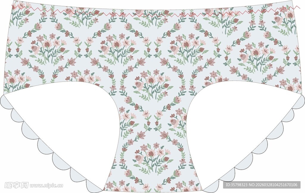 花卉图案女士蕾丝边内裤