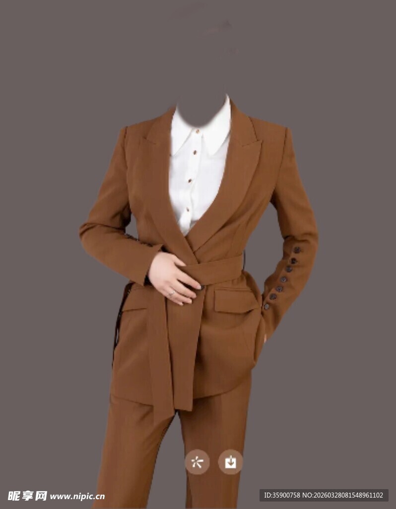棕色女士西装套装展示