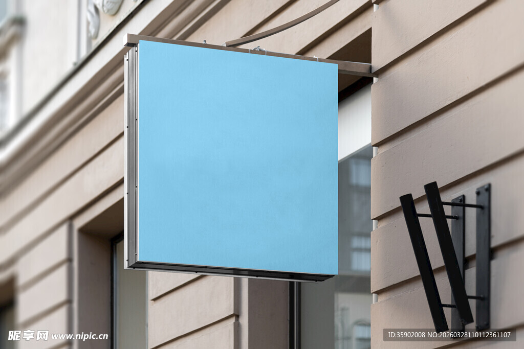 空白悬挂式商铺广告牌