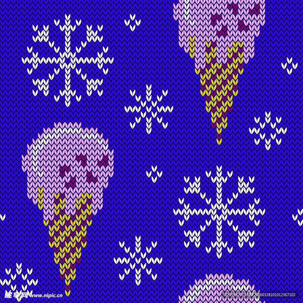 雪花与冰淇淋针织图案