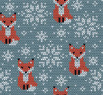 狐狸雪花针织图案背景