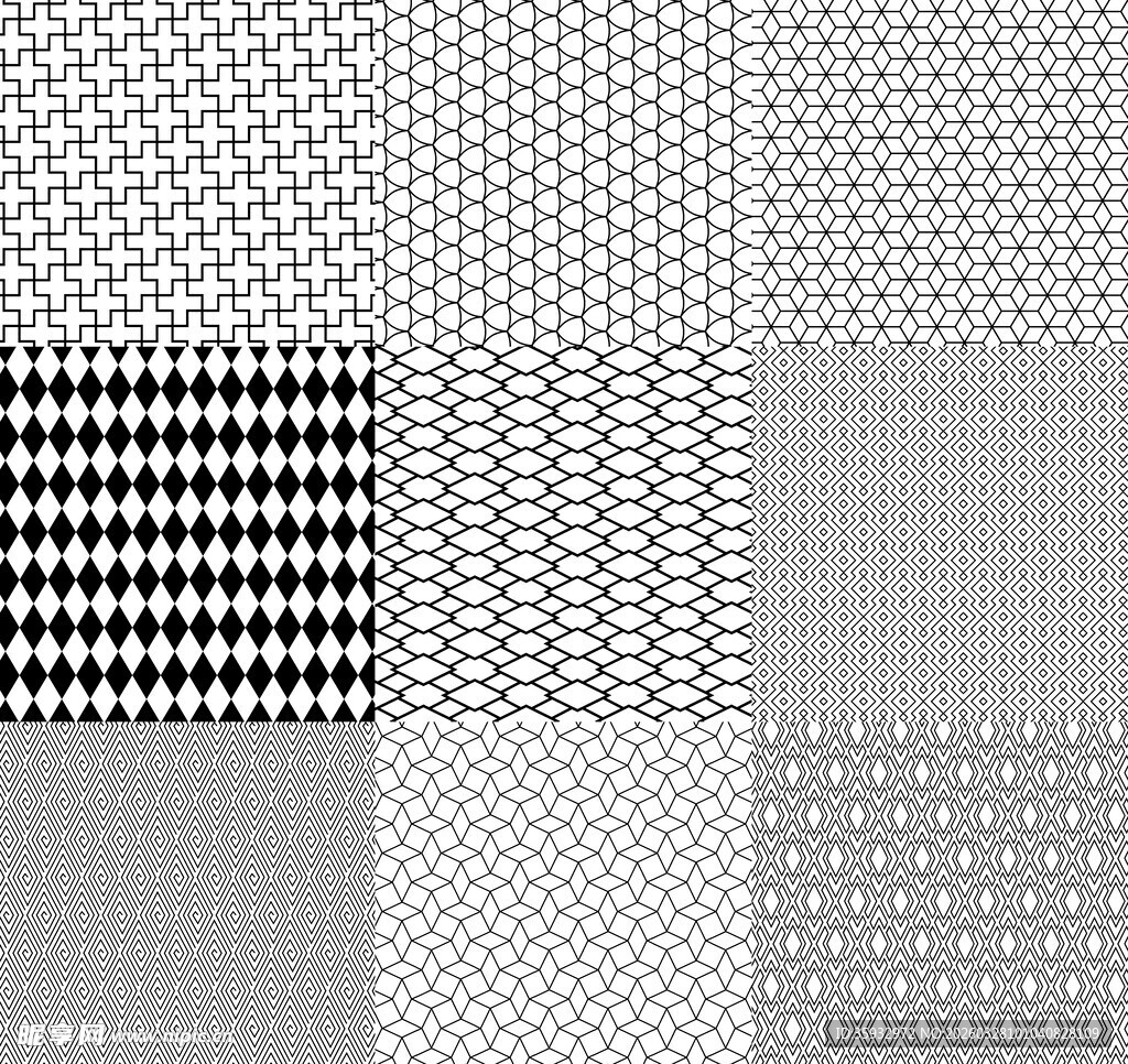 黑白灰几何图案纹理集合