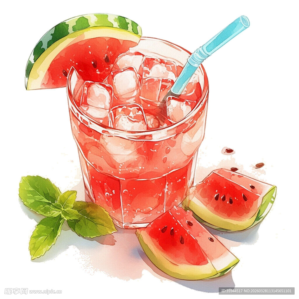 西瓜冰饮清凉夏日滋味