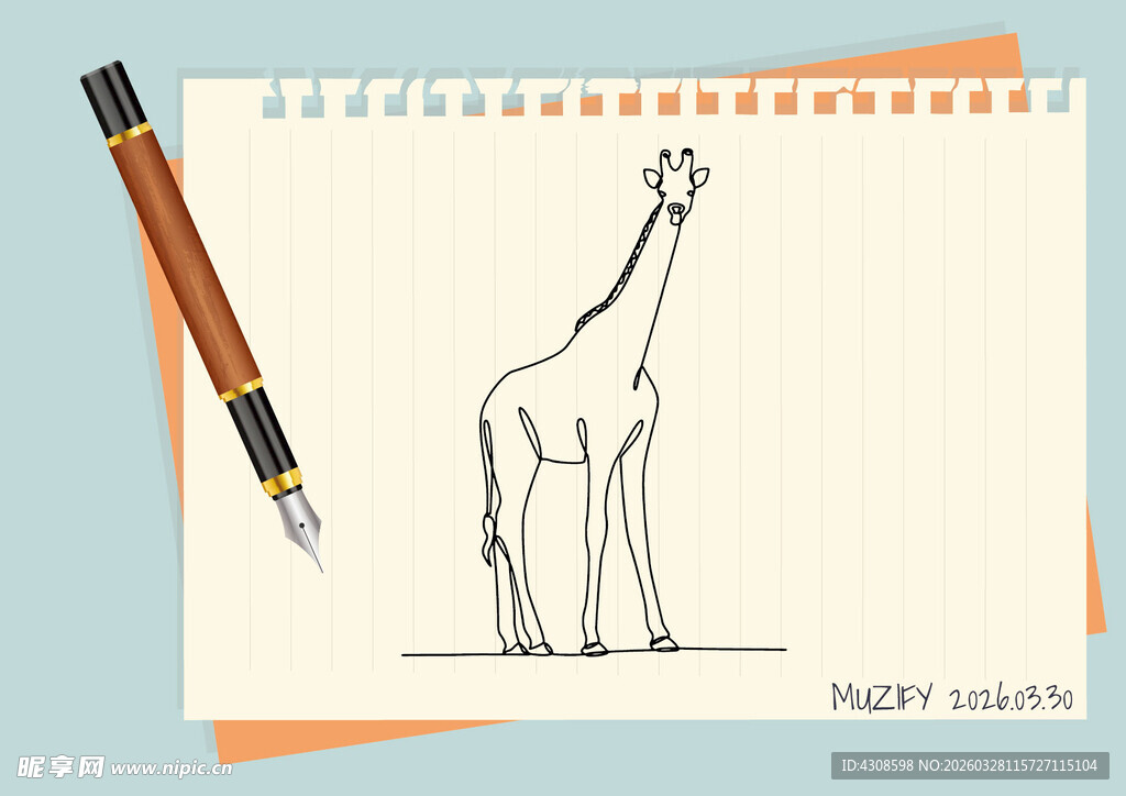 线条画 长颈鹿