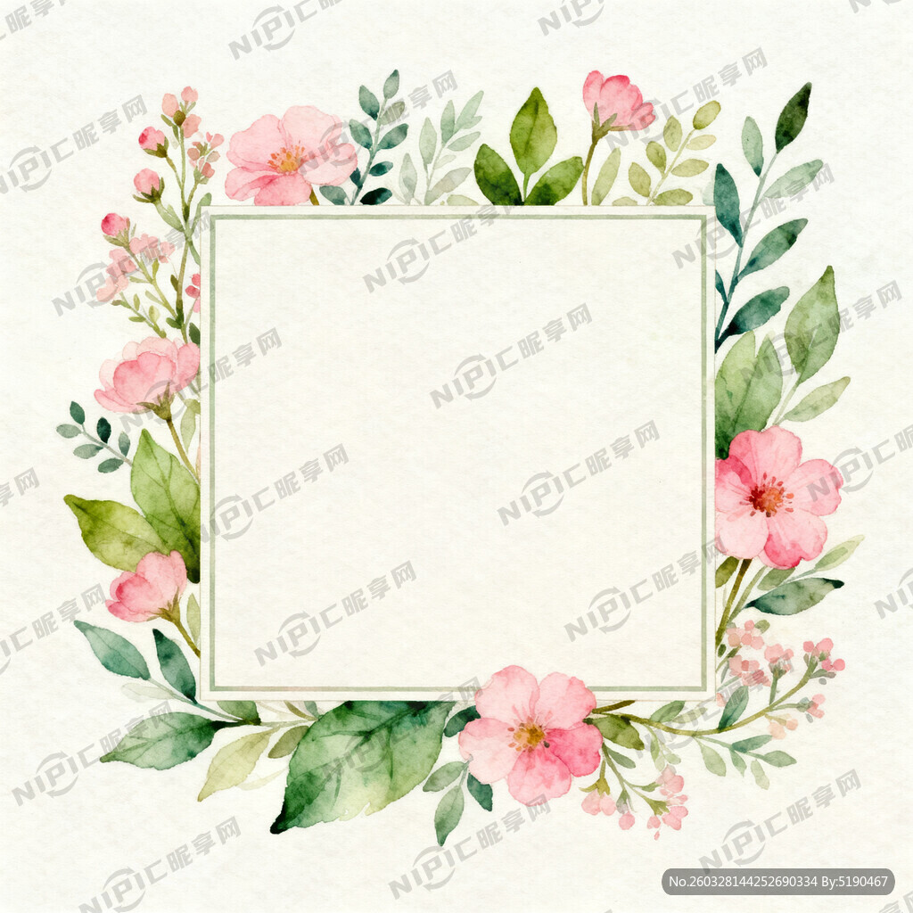 方框四周围绕花草