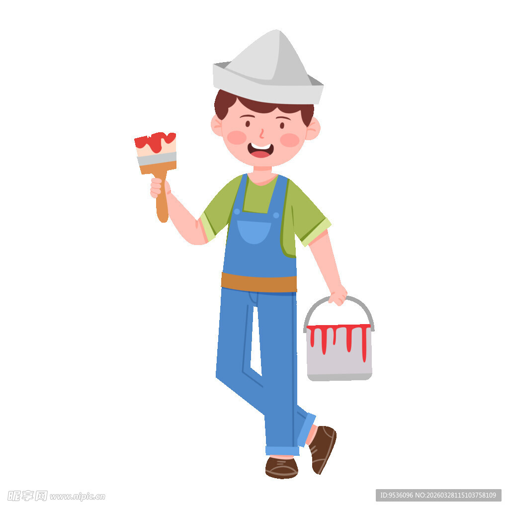 手持工具的快乐油漆工