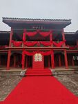 中式红装建筑喜庆场景