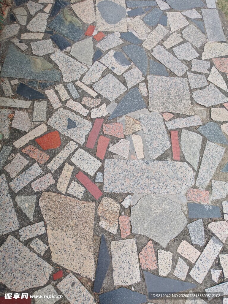 彩色碎拼石地面纹理
