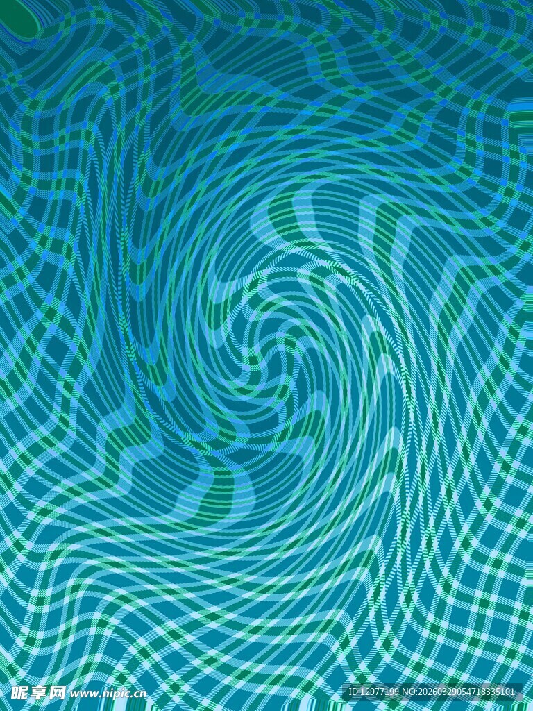 蓝绿色线条旋涡抽象图案