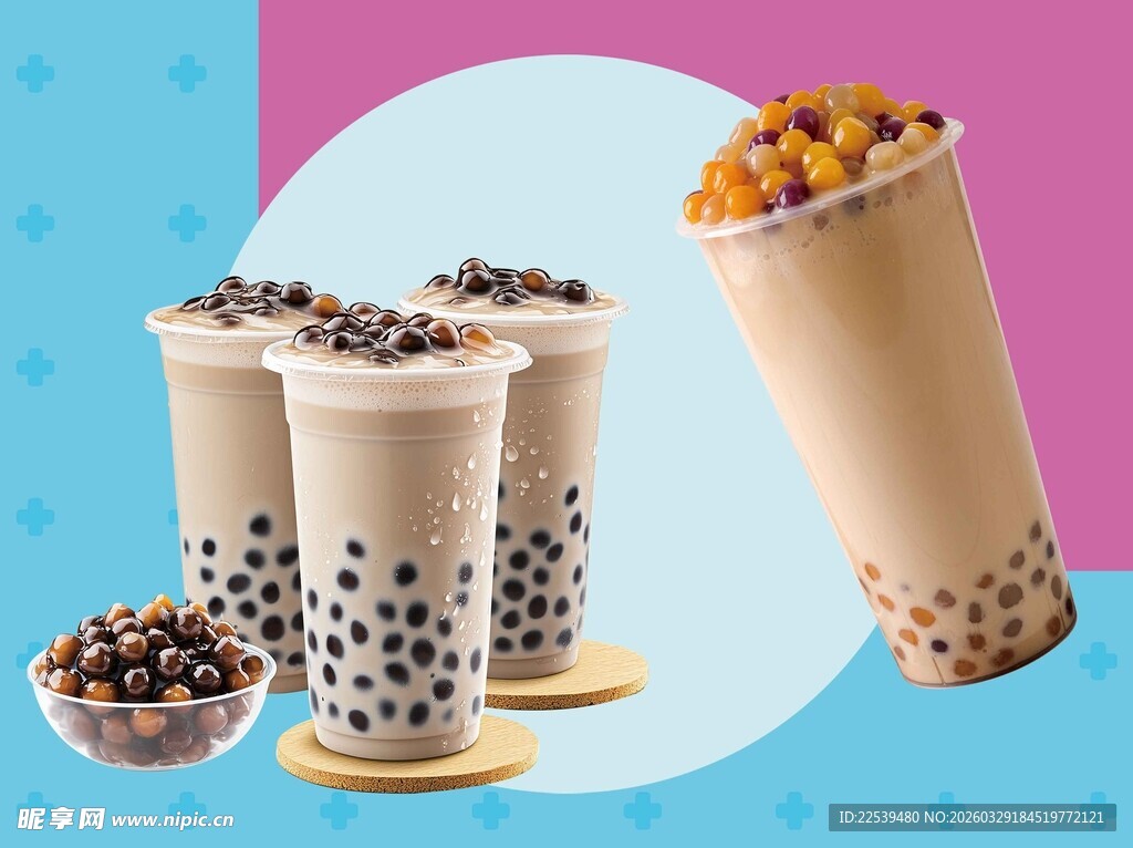 美味珍珠奶茶饮品展示