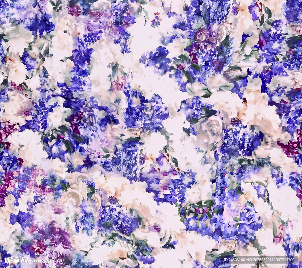 蓝白花卉图案纹理背景