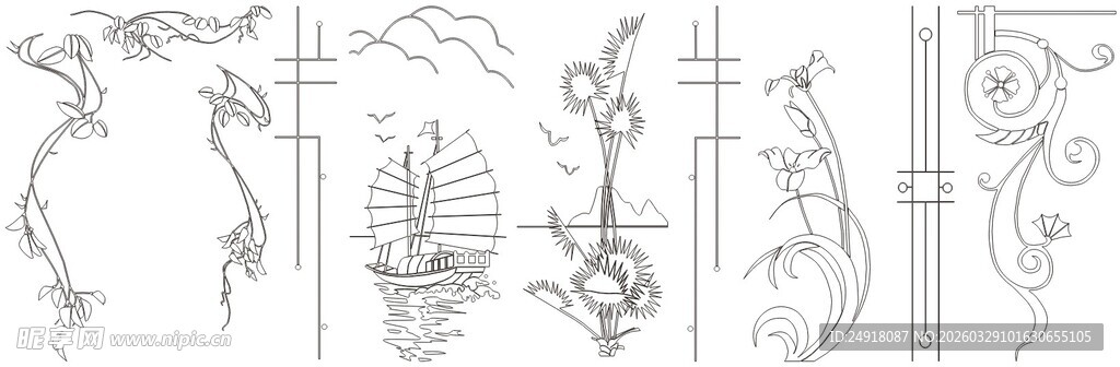 移门图案 装饰线条 素描背景