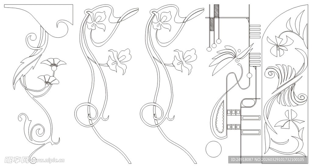 移门图案 装饰线条 素描背景