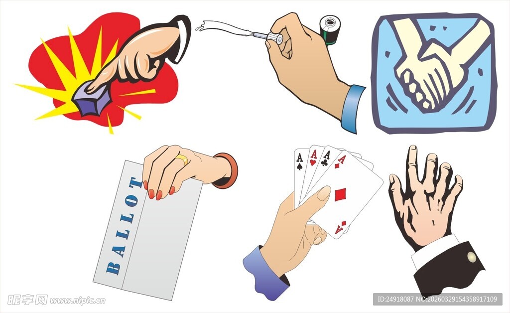 商务手势与办公元素集合