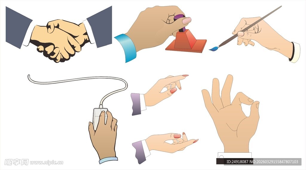 多样手势展现手部动作