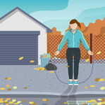 秋日户外女子跳绳场景