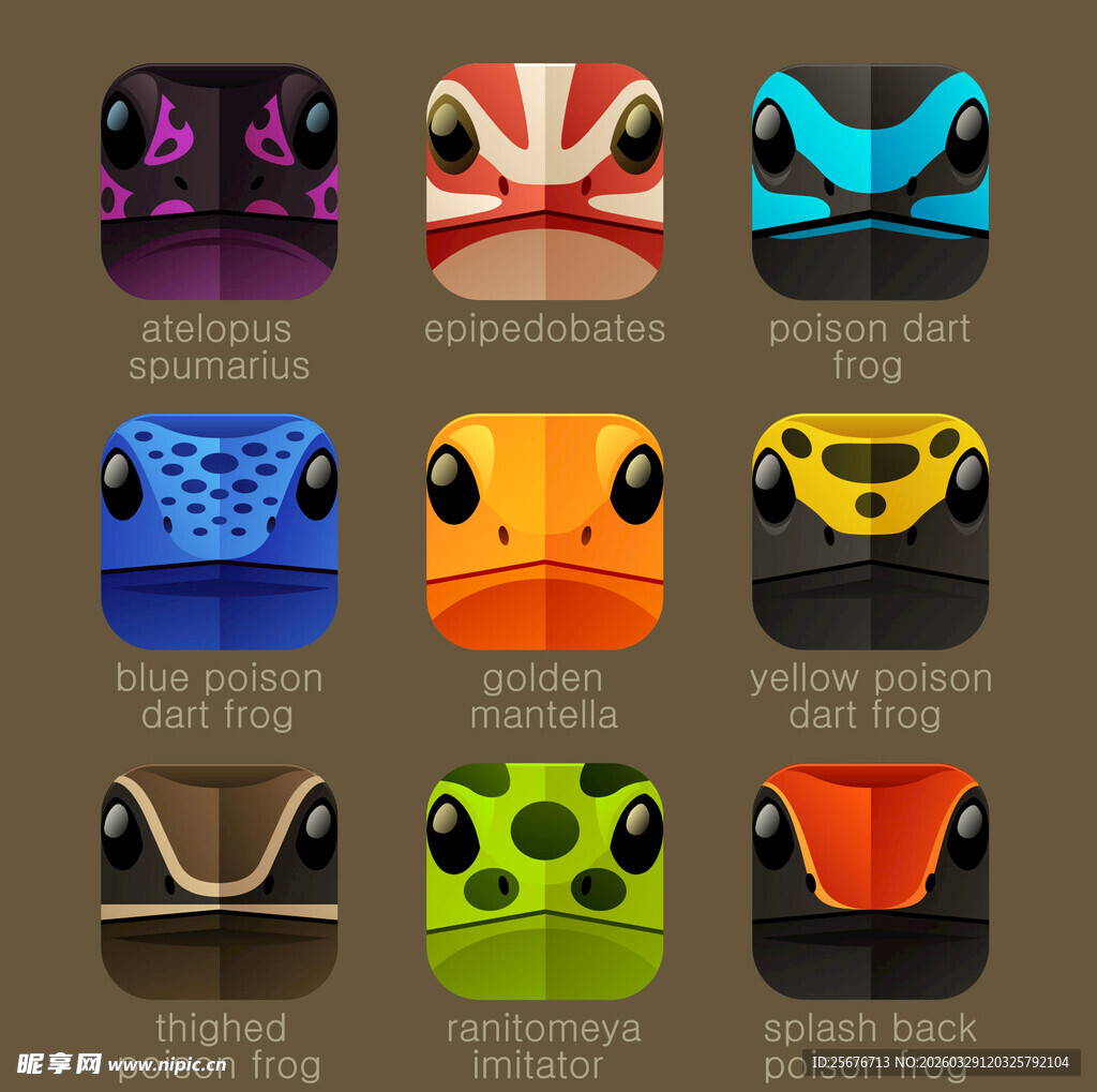 多彩卡通风格动物面具图案