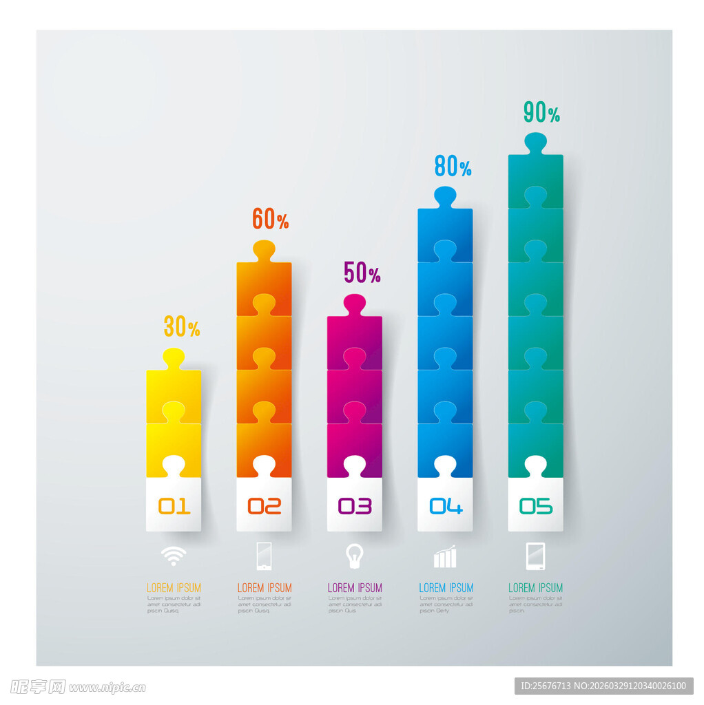 多彩柱状图展示数据占比