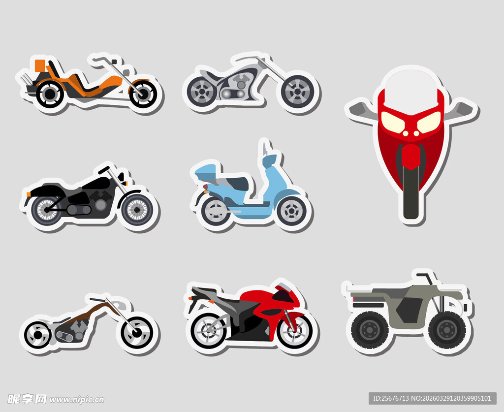多样摩托车图标集合