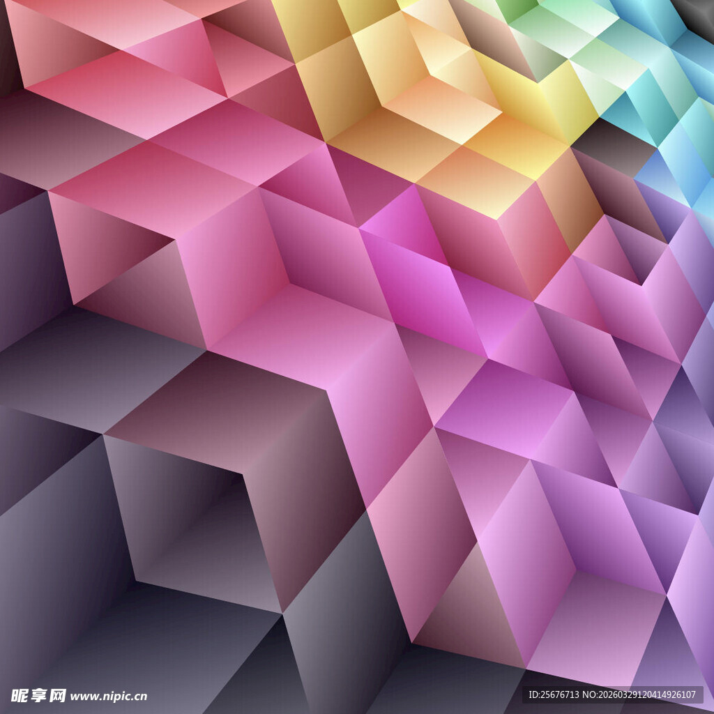 多彩几何立体抽象背景图案
