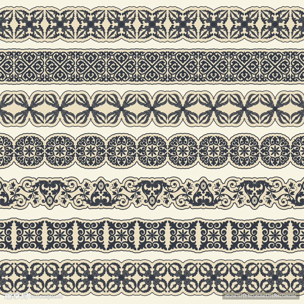 复古花纹边框图案集合