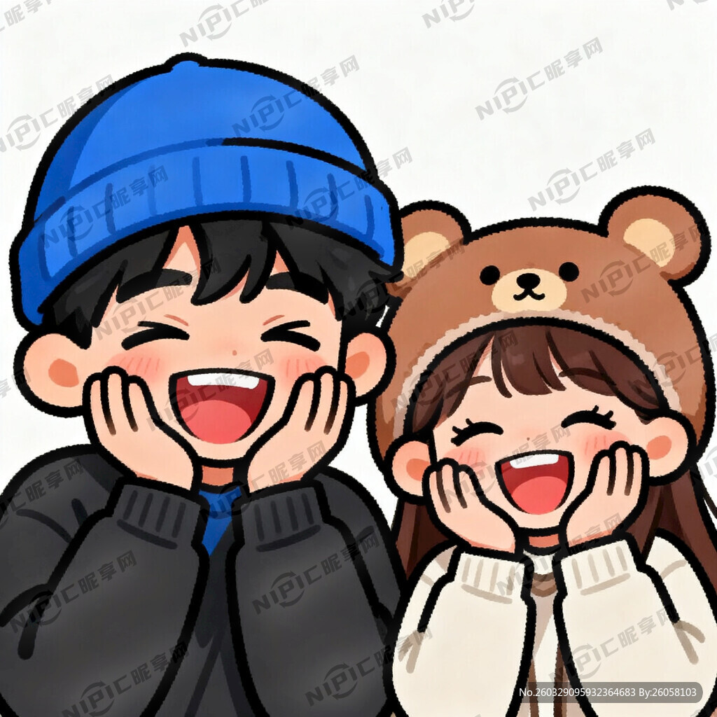 这是一对搞怪风格的卡通情侣头像