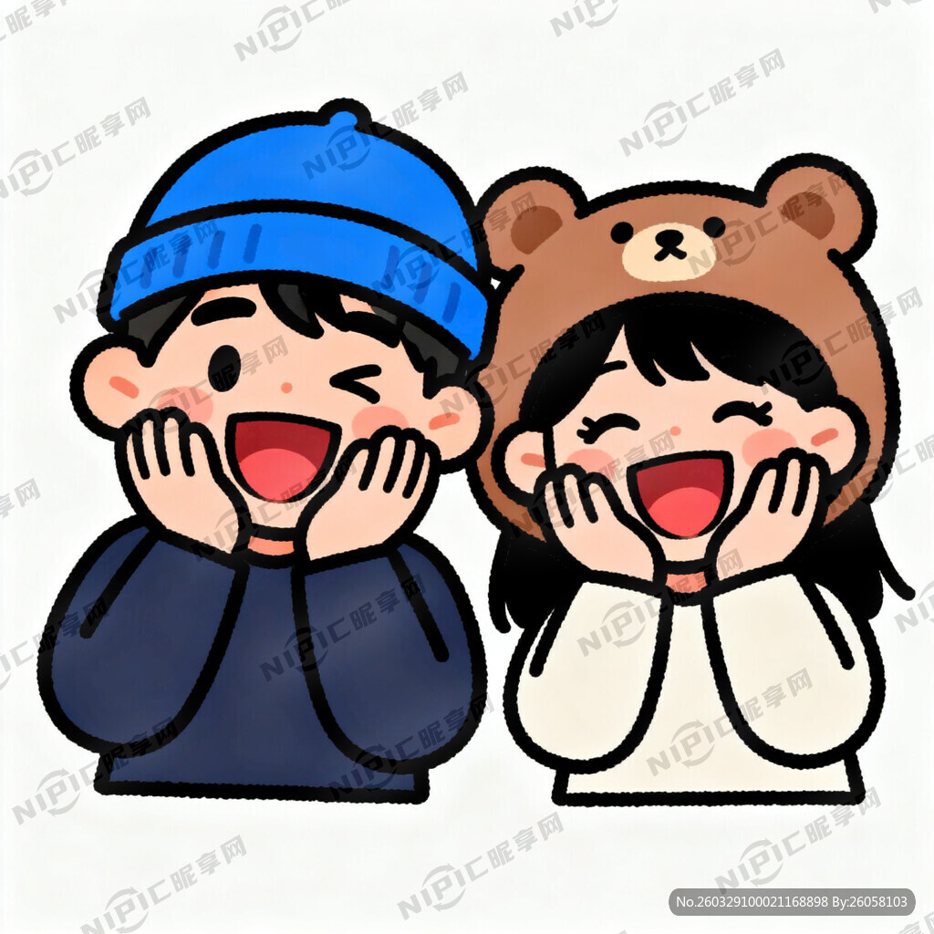 这是一对搞怪风格的卡通情侣头像