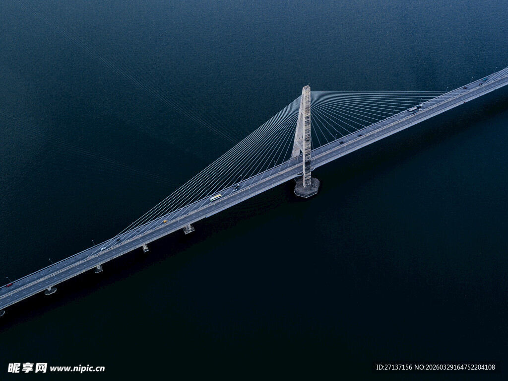 跨海大桥夜景俯瞰图