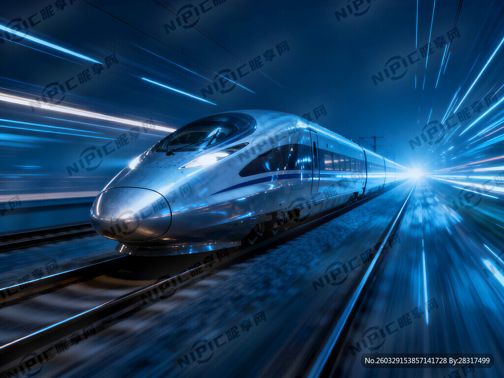 生成一张行驶的高铁的图片 光效
