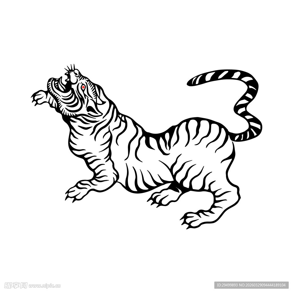 老虎矢量线稿