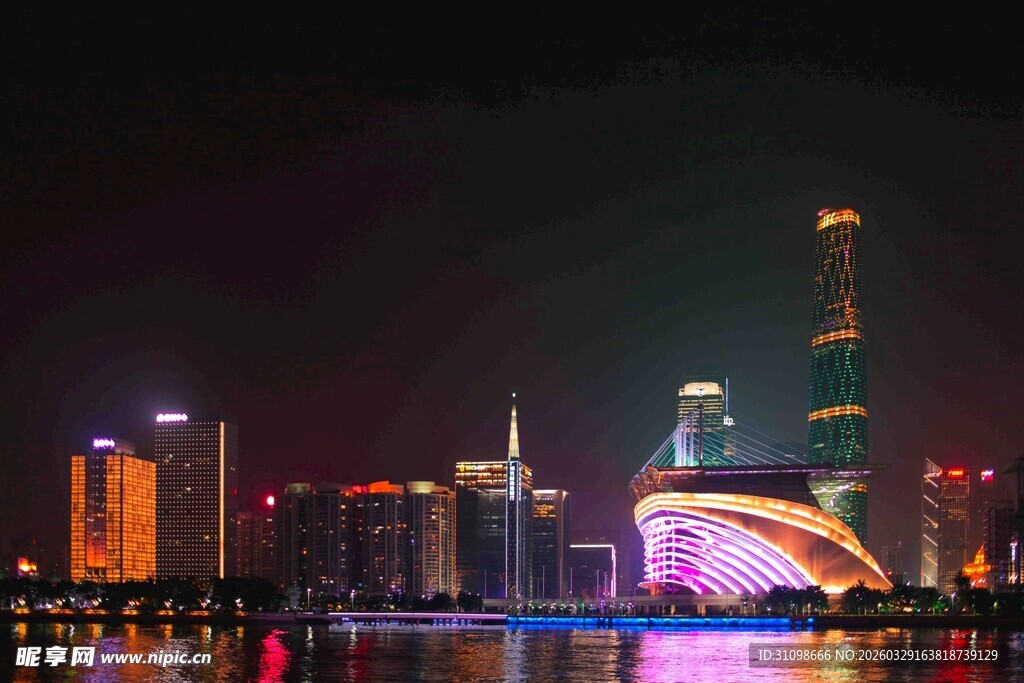 璀璨夜景城市天际线