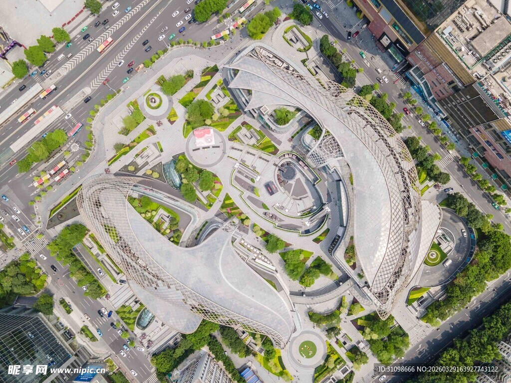 城市环形广场鸟瞰图